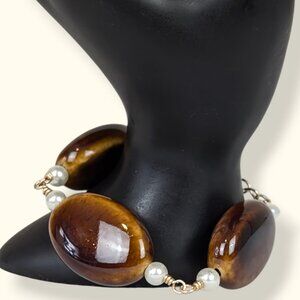 (2/$20) Dyed Stone & Faux Pearl Bracelet